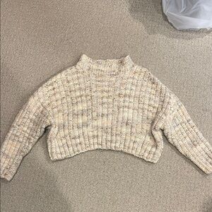 Free People Speckled Cream Turtleneck Sweater
